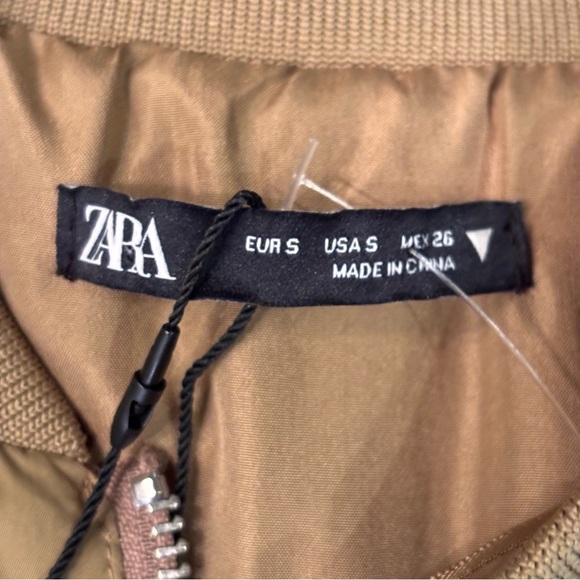 NWOT Zara Mini SHORT BOMBER DRESS,  in Olive/Tan, Small, Jacket, - Picture 8 of 15
